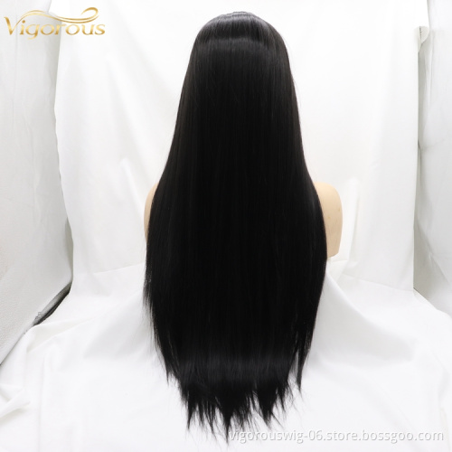 Vigorous best vendors black straight wave long coloured cuticle aligned wigs futura heat resistant synthetic hair for women